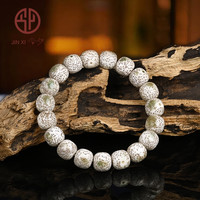 今夕海南星月菩提子手串单圈正月玄月高密大籽绕指柔佛珠圆珠文玩男女 桶珠原生态微绿12*11mm 19+1颗