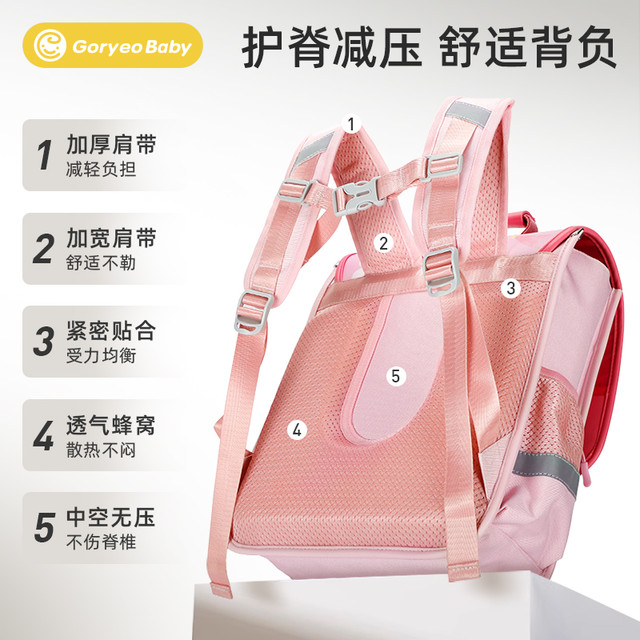 Goryeo baby 高丽宝贝 023新款书包小学生女孩轻便一二三到六年级男孩减负护脊儿童背包