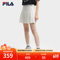 FILA 斐乐女士梭织裙2024夏季时尚休闲宽松半身裙百褶裙 云菇白-WT 165/66A/M