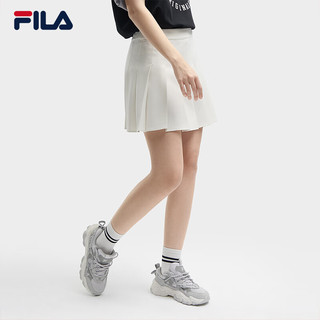 FILA 斐乐女士梭织裙2024夏季时尚休闲宽松半身裙百褶裙 云菇白-WT 185/82A/XXXL