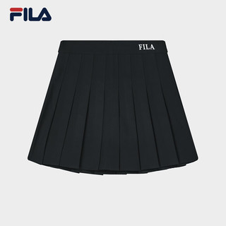 FILA 斐乐女士梭织裙2024夏季时尚休闲宽松半身裙百褶裙 正黑色-BK 185/86A/XXXXL