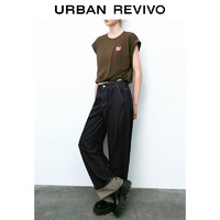 URBAN REVIVO 水果系列 女装明线宽腿牛仔长裤 UWU840066 靛蓝 30