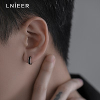 Lnieer 25纯银耳钉男士养耳洞耳环气质酷素圈耳扣2024新款爆款潮男耳饰