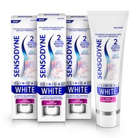 Sensodyne 舒适达 临床白牙膏,适用于敏感牙齿,防污渍,3.4 盎司 x 3
