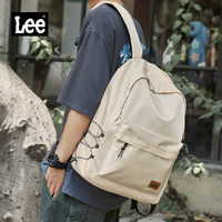 Lee书包女校园双肩包2024大简约初中高中背包男电脑包 卡其色