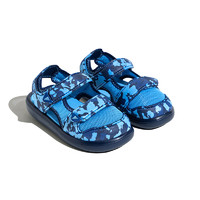 88VIP：adidas 阿迪达斯 男童鞋2024夏季新款儿童运动鞋蓝色印花魔术贴凉鞋IE0301