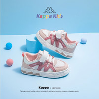 Kappa 卡帕 儿童运动鞋夏季透气网面小白鞋 米白/粉