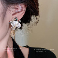 Trendolla 925银针褶皱花朵耳环ins小众设计感冷淡风耳钉夸张气质时尚耳饰 褶皱花朵耳环