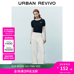 URBAN REVIVO 女士百搭休闲风撞色英文字母针织衫 UWU940154 藏青 M