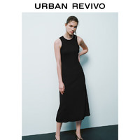 URBAN REVIVO 女装时尚魅力垂感无袖圆领连衣裙 UWG740122 正黑 S