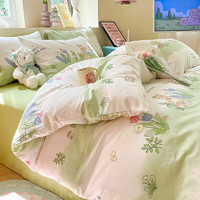 AIDLI 四件套纯棉床上用品枕套被套床单全棉套件 梦想花园 200*230cm四件套
