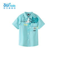 361°361度童装男童短袖衬衫2024年夏季小童衬衫 阿鲁巴蓝 101cm