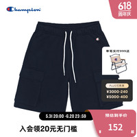 Champion冠军针织短裤夏季休闲双口袋运动短裤工装五分裤男