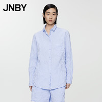江南布衣 JNBY24夏衬衫宽松长袖开襟5O4213460 456/淡蓝 XS