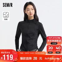 森马（Semir）外套女紧身纯色抽绳上衣小心机2024夏季凉感防晒夹克109324108001 黑色90001 XL