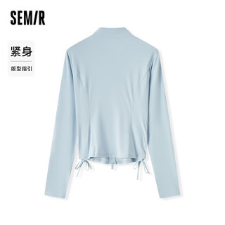 森马（Semir）外套女紧身纯色抽绳上衣小心机2024夏季凉感防晒夹克109324108001 湖蓝80489 L