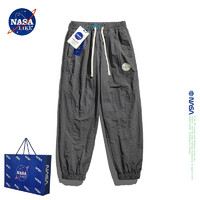 NASA LIKE潮牌裤子男夏秋季休闲裤男女美式复古速干束脚宽松缩口运动卫长裤 NASA联名-灰色 XL（130-160斤）