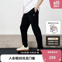Champion冠军直筒裤男24美式运动男士小C口袋休闲长裤束脚裤卫裤 黑色 XS