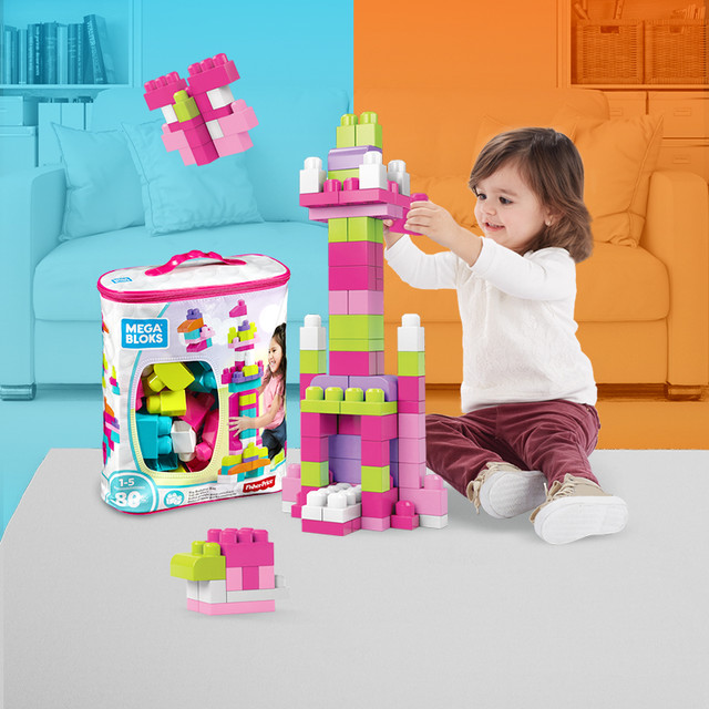 88VIP：MEGA BLOKS 美高 费雪美高积木大袋装80片大颗粒早教玩具防吞咽宝宝儿童益智