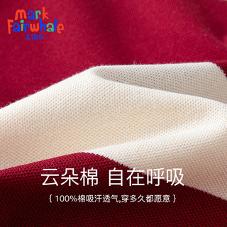 马克华菲2024男女童纯棉短袖儿童宽松半袖洋气条纹上衣t恤JZ 红色系条纹 160cm