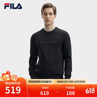 FILA 斐乐男子套头卫衣2024春时尚简约基础休闲针织上衣 正黑色-BK 190/108A/XXXL