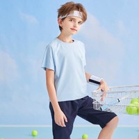 暇步士 性款儿童防晒凉感网球运动T恤夏装男童女童短袖圆领衫沙滩跑步