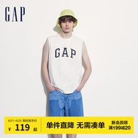 Gap男女装2024夏季字母印花logo无袖背心宽松叠穿上衣465657 白色 180/100A (XL)亚洲尺码