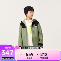 asics/亚瑟士童装中大童中性款便服外套2024微宽松版类冲锋衣夹克 300绿色 140cm