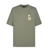 URBAN REVIVO 男装时尚抽象图案贴布绣棉质短袖T恤 UMF440119 灰绿 M