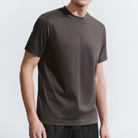 URBAN REVIVO 男士简约基础款纯色休闲圆领短袖T恤 UMU440051 灰紫 S