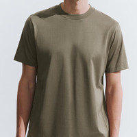 URBAN REVIVO 男士简约基础款纯色休闲圆领短袖T恤 UMU440051 橄榄绿 S