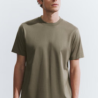 URBAN REVIVO 男士简约基础款纯色休闲圆领短袖T恤 UMU440051 橄榄绿 M