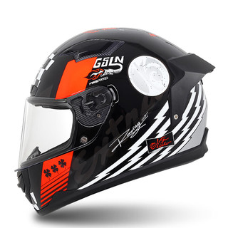 GSB摩托车头盔3C认证四季大码全盔机车踏板头盔男女头盔透气gsb371 黑橙摩轮 2XL（60-61头围）