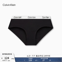 卡尔文·克莱恩 Calvin Klein 内衣女士循环提花透气防夹臀半包臀内裤QF6867AD UB1-缎光黑 M