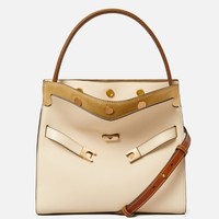TORY BURCH Lee Radziwill 小号皮革麂皮双层手袋