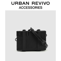 URBAN REVIVO2024秋季男士设计感盒子斜挎包UAMB40120# 黑色