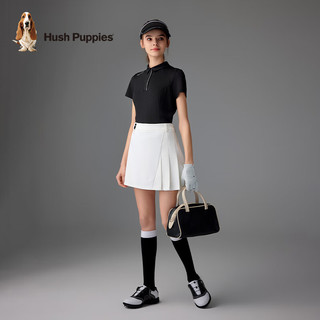 Hush Puppies暇步士女装夏季舒适透气短袖POLO衫 漆黑色 L