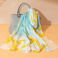 上海故事真丝丝巾女2024春夏披肩喷绘纱巾礼盒装 杏临春山