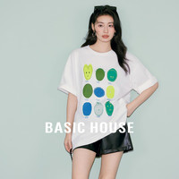 百家好（Basic House）纯色T恤夏日休闲小众设计感圆领短袖上衣 白色 F