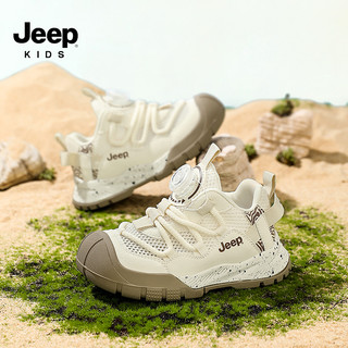jeep男童鞋夏季透气儿童网面运动鞋2024单网小白鞋子网鞋低帮 绿野仙踪/象牙白（升级款） 25码