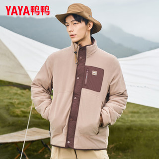 鸭鸭（YAYA）摇粒绒羽绒服男女同款2024年冬季时尚短款立领保暖外套YX 军绿色 165/84A（S）