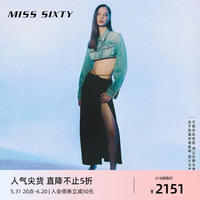MISS SIXTY2024夏季长裙女含三醋酸开衩性感设计感飘逸浪漫 黑色 XS