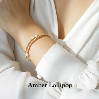 安铂洛利 淡水珍珠手镯女镀14k金镯子简约百搭手链串珠设计感手串
