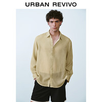 URBAN REVIVO 男士轻复古度假风镂空肌理感开襟衬衫 UMF240047 卡其 M