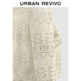 URBAN REVIVO 女士法式轻熟风钩针软糯针织开衫 UWM940002 本白 XS