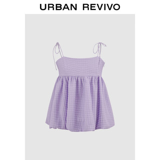 URBAN REVIVO 女装小清新马卡龙压褶肌理吊带衫 UWU240077 丁香紫 L