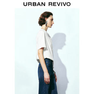 URBAN REVIVO 女士魅力设计感不对称圆领短袖T恤 UWG440122 本白 XS