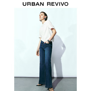URBAN REVIVO 女士魅力设计感不对称圆领短袖T恤 UWG440122 本白 XS