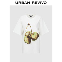 URBAN REVIVO 女士休闲风水果图案印花短袖T恤 UWH440074 本白 M