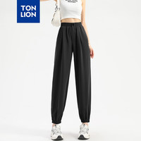 唐狮 TONLION休闲长裤2024夏季轻薄透气宽松显瘦女一粒扣灯笼裤WP 黑色 L